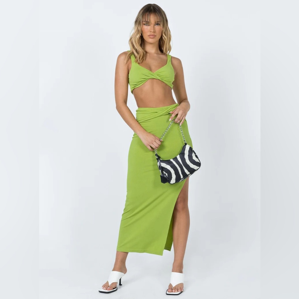 Princess Polly JESSIE SET Tank Bralette Crop Top Maxi Skirt 0 GREEN